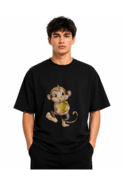 Inscriptie Unisex Βαμβακερό T-Shirt Υψηλής Ποιότητας  "Πίθηκος με Μπανάνες "