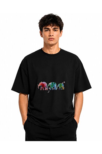 Inscriptie Tricou Unisex Bumbac Premium Casual " Pictura elefanti "