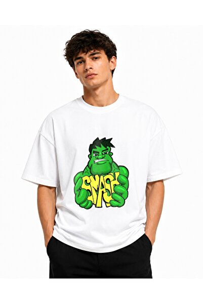 Inscriptie Tricou Unisex Bumbac Premium Casual " Hulk smah cartoom "