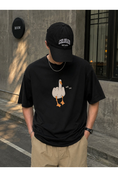 Fandr Store Black Oversized Duck You Unisex T-shirt