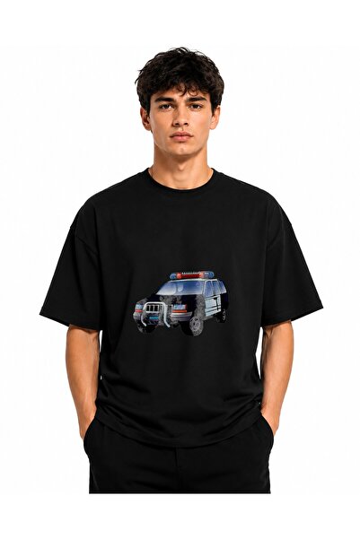 Inscriptie Ουνισέξ Βαμβακερό T-Shirt Υψηλής Ποιότητας  "Αστυνομικό Αυτοκίνητο "