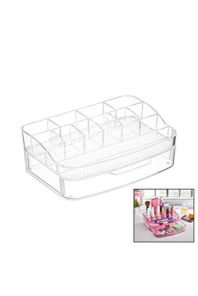 Go İthalat منظم مكياج مع أدراج - 12 قسمًا = 2+ 4+ 6 ميكا - بلاستيك كريستالي (...