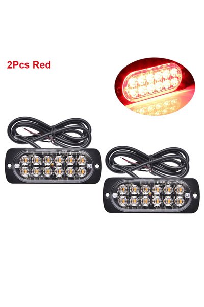 Choice11 2Pcs Red 12 LED Strobe Lights Emergency Flashing Beacon Warning Ligh...