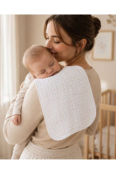 ZEYPBA White 4-Piece 4-Layer Muslin Baby Shoulder Cover 25X50Cm Baby Mouth Wi...