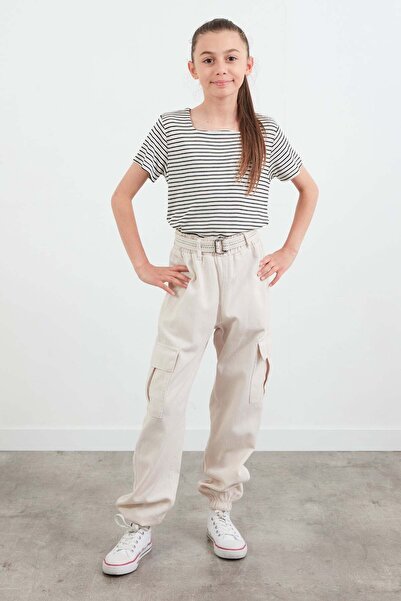Fulla Moda Belted Cargo Pocket Jogger Girls' Trousers