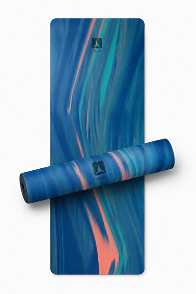 Rebuwo Kaydırmaz Doğal Kauçuk Yoga Matı Pilates Mat Koyu Mavi Desenli
