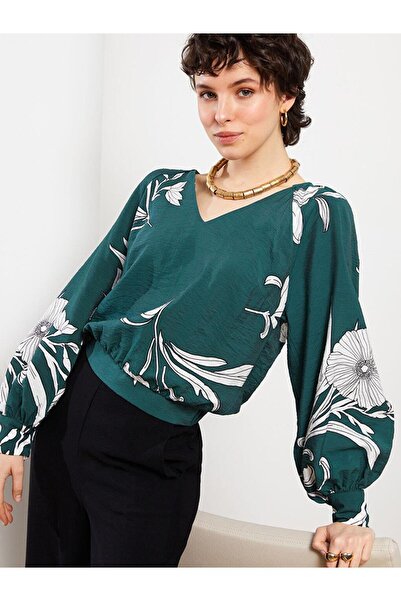 LC Waikiki V-Neck Floral Long Sleeve Women's Blouse (S2)