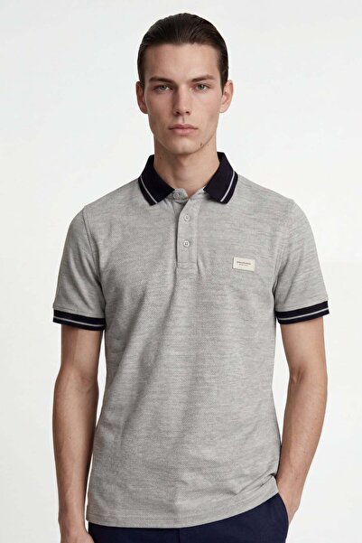 HAKKE Stripe Detailed Polo Collar Men's T-Shirt