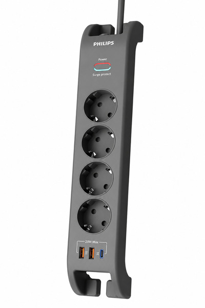 Philips SPN4140GA/62, 4 Soket, Akım Korumalı Priz, 2400 Joules, 2Mt Kablo, 1x...
