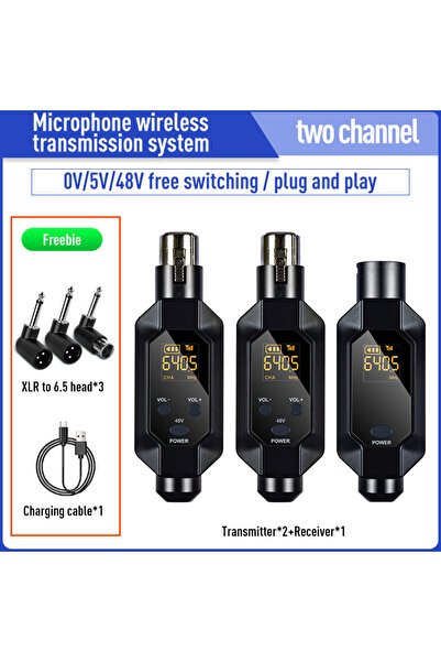 Choice3 محول ميكروفون لاسلكي بأسلاك إلى لاسلكي ثنائي الميكروفون، أسود اللون، ...