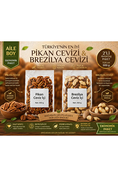Barazil Premium Pikan Cevizi İçi & Brezilya Cevizi Karışık Paket 500 g (250 g...