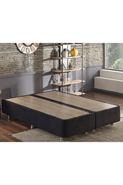 Niron Yatak Niron Ela Baza -200x200 Cm Çift Kişilik Sandıklı Siyah Kumaş Baza...