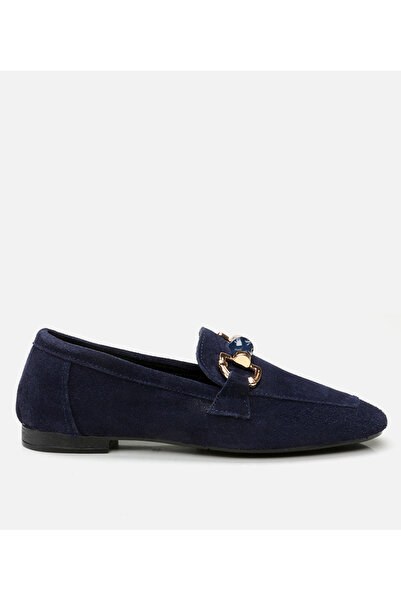Hotiç Women's Leather Navy Blue Loafer