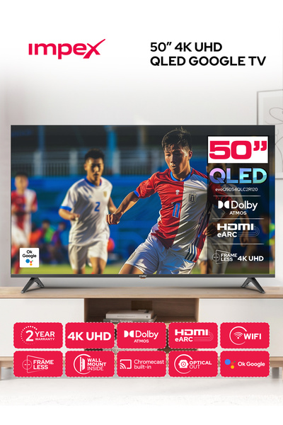 IMPEX 50-Inch Google QLED TV | 4K Ultra HD | Voice Control Remote | 2GB RAM &...