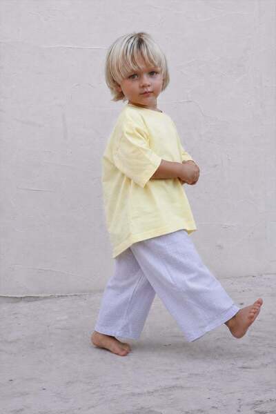 Cigit Oversize T-Shirt Takım 2-10 Yaş Sarı