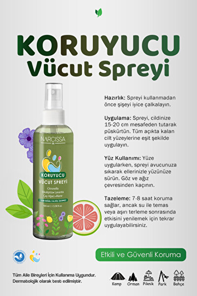 Narcissa Sivrisinek ve Kene Kovucu Vücut Spreyi 100ml - Tüm Gün Etki