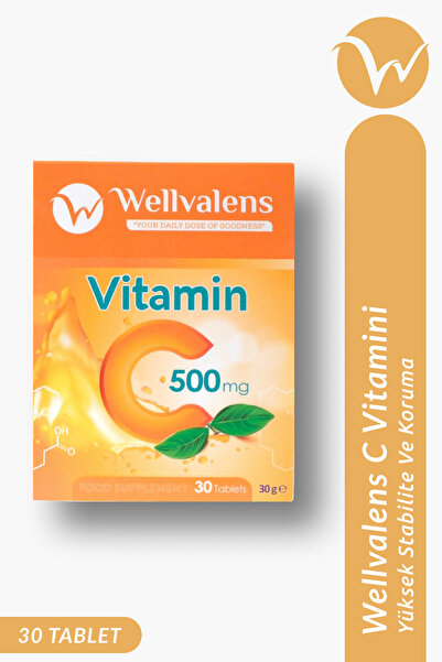 Wellvalens C Vitamini 500 mg 30 Tablet Günlük Kullanım İçin Dengeli Formül