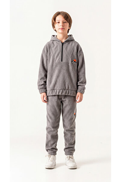 Mışıl Kids Σετ αθλητική φόρμα με κέντημα Fleece Boy's Bottom-Top