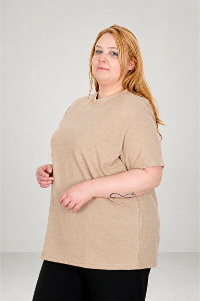 ModeXL Tricou pentru femei Mode XL True Plus Size, cu textură tip vafe 20033 ...
