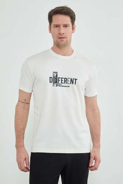 Fulla Moda Think Different Printed Crew Neck Modal T-Shirt