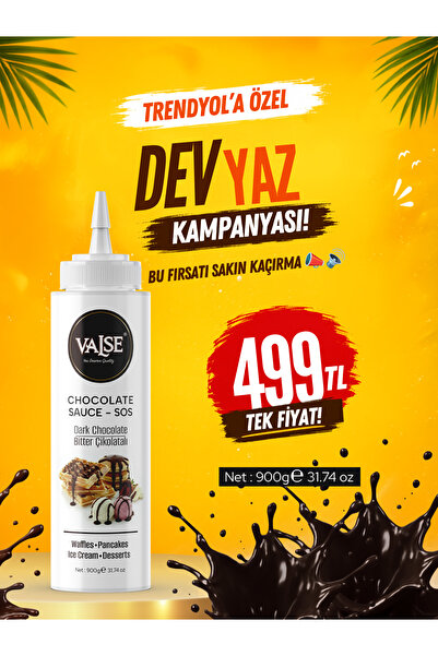 Valse Real Dark Chocolate Sauce (Gluten-Free) 900 Gr Waffle & Pancake & Fruit...