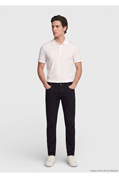 Ramsey Black Plain Woven Regular Fit Casual 100% Cotton Trousers