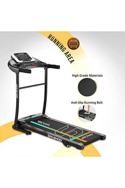 Sparnod Fitness Sth-1250 Foldable Treadmill, 3hp Peak, 12 Pre-set, Hi-fi Speaker, User Weight 100kg 1 Year Warranty