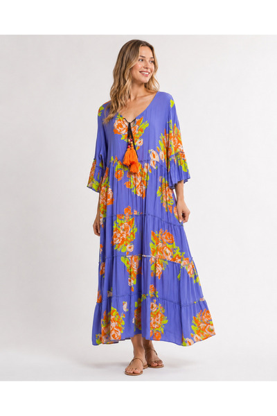 Butik Çiçekli uzun salaş elbise