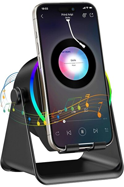 Choice1 مكبر صوت لاسلكي بلوتوث قوي 5 في 1 RGB أسود اللون، مع حامل للهاتف المح...