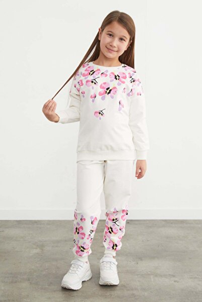 Fulla Moda Blumenbedrucktes Mädchen-Set mit elastischem Bund, 2-teilig