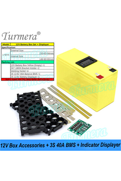 Choice5 Yellow Turmera 12V Battery Box 3x7 18650 Holder 3S 40A BMS with Volta...