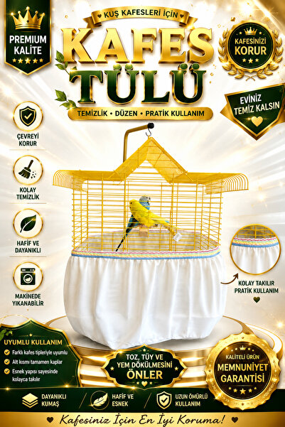Petshop XL Kuş Kafes Tülü Büyük Boy Kafes Koruyucu Tül Yem ve Tüy Saçılmasını...