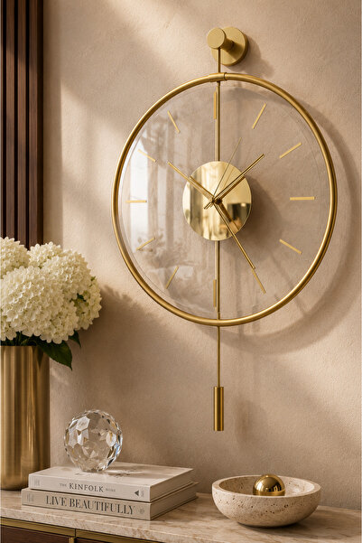 Wallover Design Messina Luxry Gold Orta Boy KIRILMAZ CAMLI Sessiz Metal Duvar...