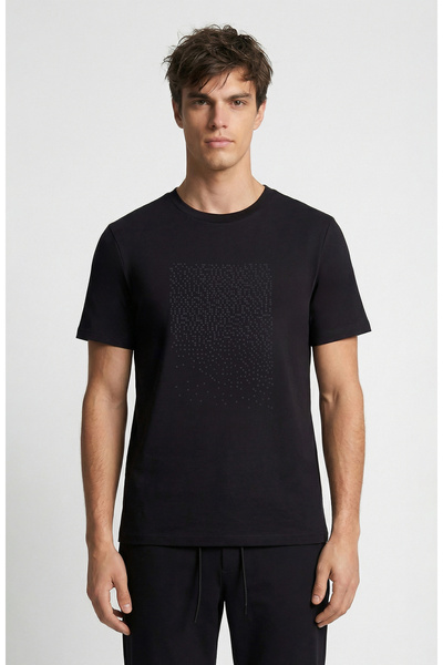 Network N-Tech Siyah Mini Harf Baskılı T-shirt