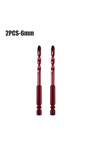 Choice 2pcs 6mm Cross Hex Drill Bit Set For Concrete Porcelain Tile Glass Met...