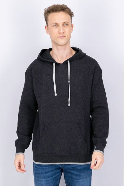 Tchibo Men Heather Long Sleeves Hooded Sweatshirt, Grey