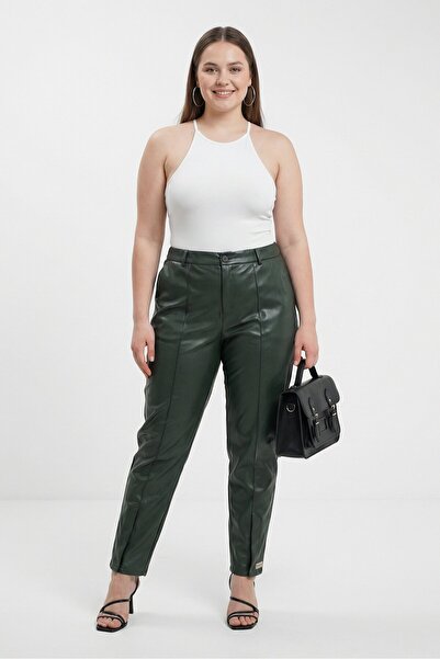 The Giving Movement Women Skinny Fit Solid Slit Hem Pants, Army Green