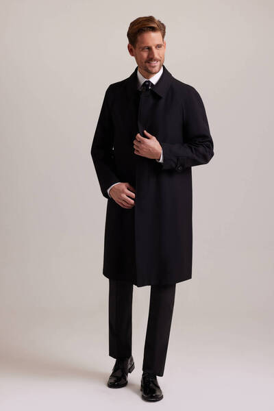 Ysf Erkek Siyah Regular Fit Pardesü
