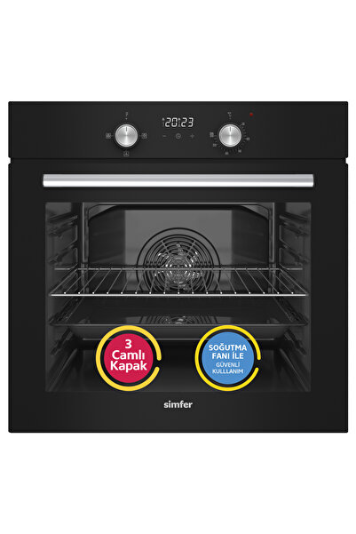 Simfer 8203 0+3 Fonksiyon Dijital Power Turbo Siyah, Cam Ankastre Fırın