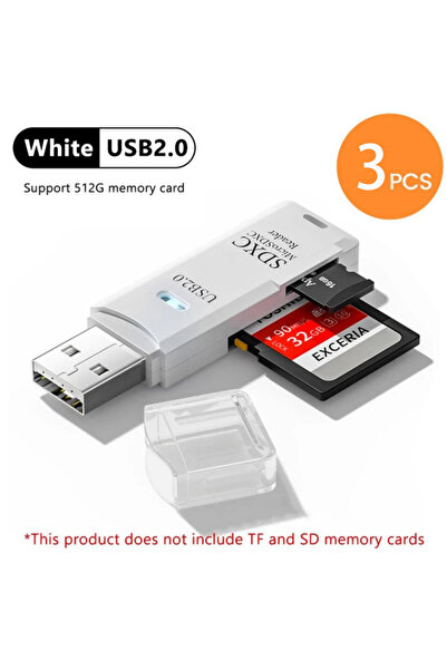 Choice 3pcs White2.0 2-in-1 Multi Functional USB 3.0 Card ReaderMiniSD TFMemo...