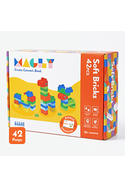 Magly Soft Bricks Soft Building Blocks - Colorful Flexible 42 Piece Building ...