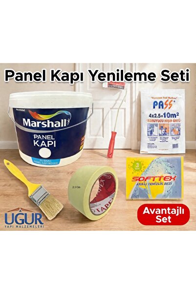 Marshall Su Bazlı Amerikan Panel Kapı Boyası 1 Lt -( Renk: TÜTSÜ) - 6 Parça SET