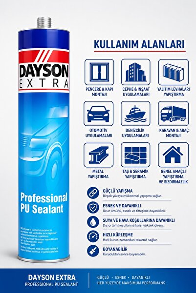 DAYSON Gri Mastik Ekstra Güçlü Yapıştırıcı 280 Ml Üstün Yapışma ve İzolasyon ...