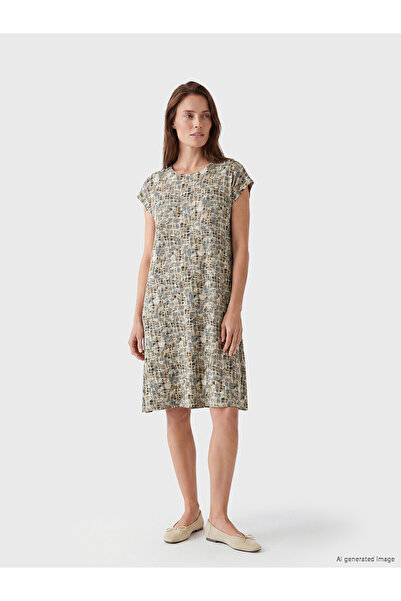 LC Waikiki Original Oval Neckline Patterned A-Line Dress
