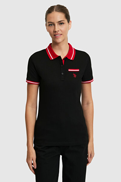 U.S. Polo Assn. Kadın Siyah Polo Yaka Basic Tişört 50323455-VR046