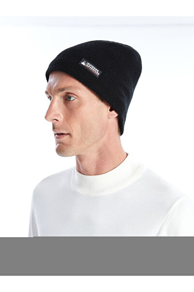 LC Waikiki Nevavm Farkıyla Lcw Accessories Black Knitwear Printed Men's Beanie