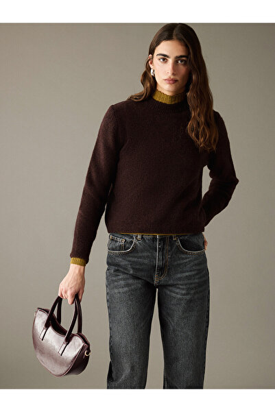 LC Waikiki Lcw Vision Brown Oval Collar Women's Knitwear Sweater with Nevavm ...