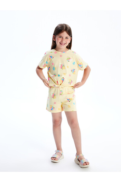 LC Waikiki Two Mt Shop Quality Lcw Kids Yellow 2 Thread Printed Short Girls' ...
