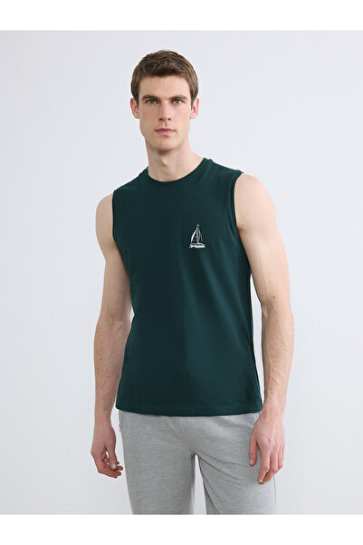 LC Waikiki Trendlucky Men's Sleeveless T-Shirt with Oval Collar and Printed D...
