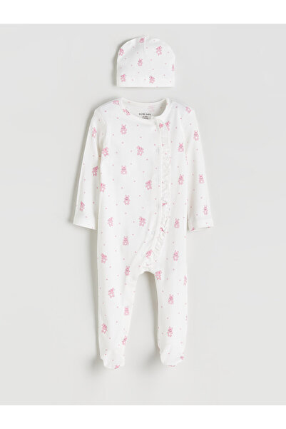 LC Waikiki Nevavm Lcw Baby Ecru Printed Baby Girl Jumpsuit with a Difference